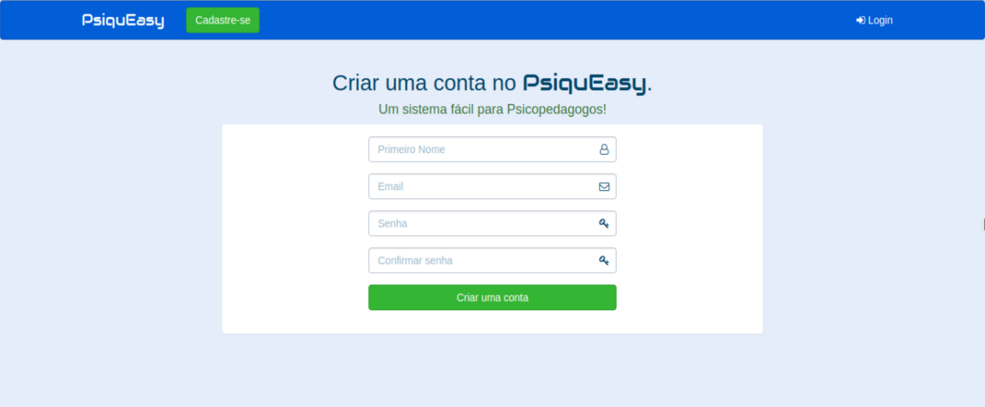 Cadastro no PsiquEasy